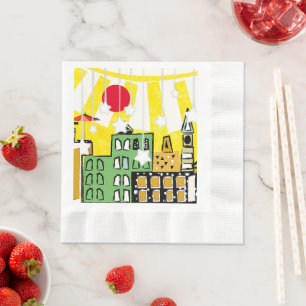 SERVIETTE EN PAPIER SOLEIL DANS LA VILLE