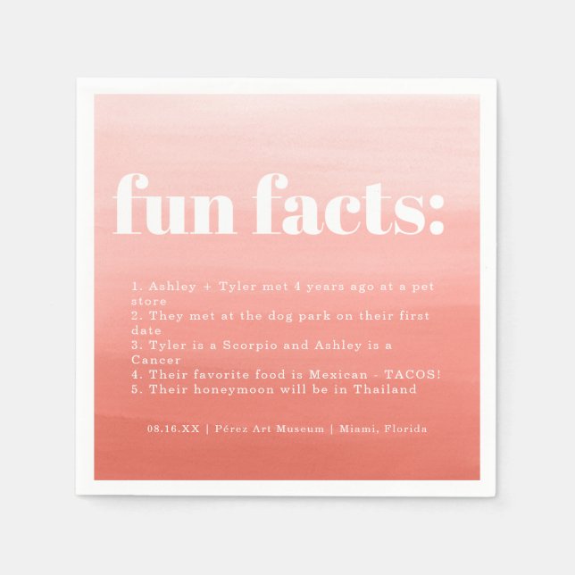 Serviette En Papier Soleil de Terracotta | Mariage Fun Facts Napkins (Devant)