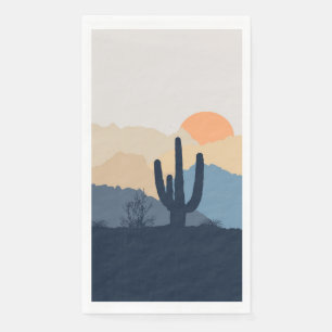 Serviette En Papier Soleil désert bleu et beige