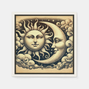 Serviette En Papier Soleil et Lune Célestes Vintage