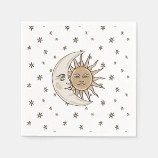 Serviette En Papier Soleil, Lune et étoiles