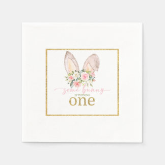 Serviette En Papier Some Bunny a un an (Oreilles de lapin)