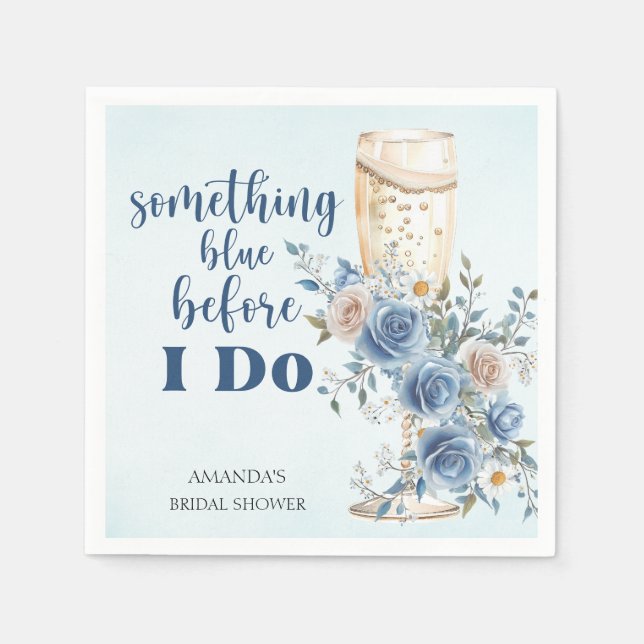 Serviette En Papier Something Blue Blush Roses Floral Bridal Shower (Devant)