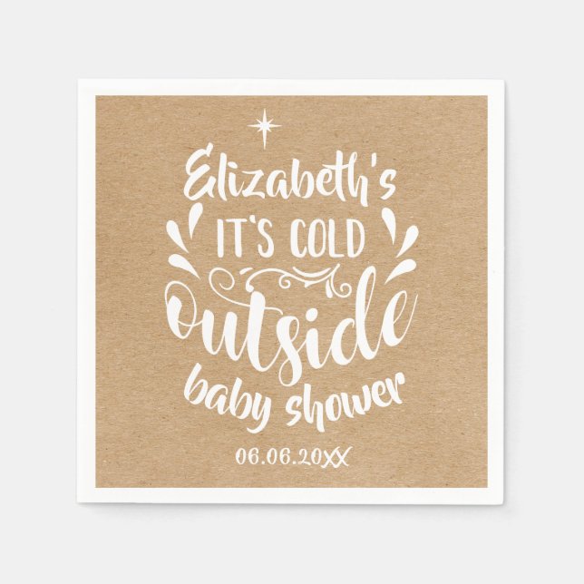 Serviette En Papier Son Baby shower Froid À L'Extérieur / Saupoudrer R (Devant)