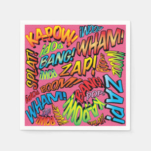 Serviette En Papier Sons de bandes dessinées rétro amusants