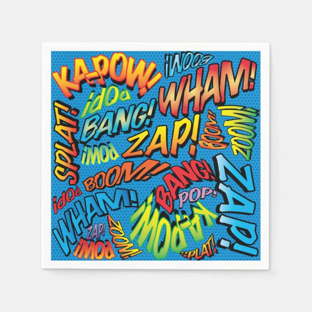 Serviette En Papier Sons de bandes dessinées rétro amusants (Devant)