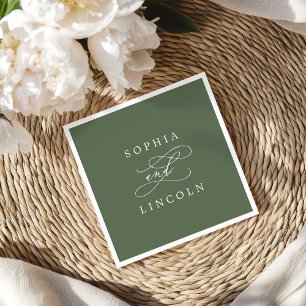 Serviette En Papier SOPHIA Rustique Mariage vert d'olive de bois