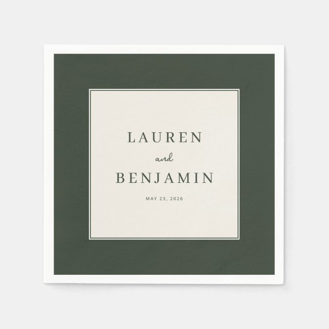 Serviette En Papier Sophisticated Green Minimalist (Devant)