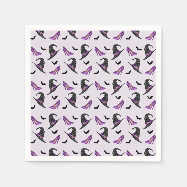 Serviette En Papier Sorcière Casquette avec chaussures violet Motif Ha (Devant)