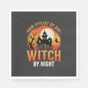 Serviette En Papier Sorcière Coiffeuse Halloween Design Vintage_1