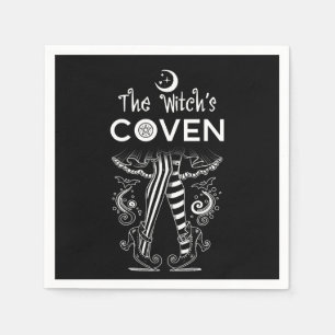 Serviette En Papier Sorcière de Coven Sorcière Jambes Noir Blanc Hallo