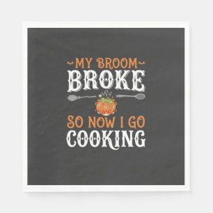 Serviette En Papier Sorcière d'Halloween Cuisine Balai Cassé Conceptio
