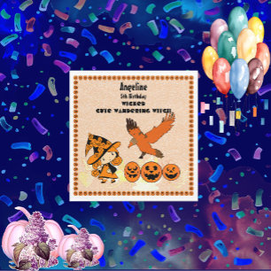 Serviette En Papier Sorcière errante Corbeau Halloween Citrouille Anni