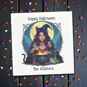 Serviette En Papier Sorcière personnalisée et Halloween Cauldron