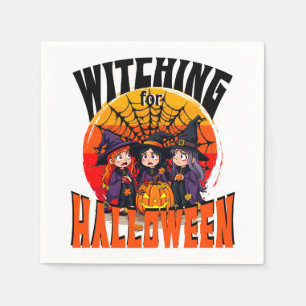 Serviette En Papier Sorcière pour Halloween, Drôle dessin d'Halloween