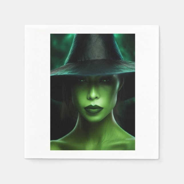 Serviette En Papier Sorcière verte (Devant)