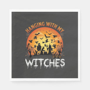 Serviette En Papier Sorcières suspendues Halloween Lune Chauves-souris