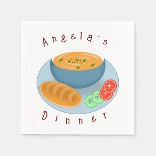 Serviette En Papier Soupe du dîner avec pain et légumes