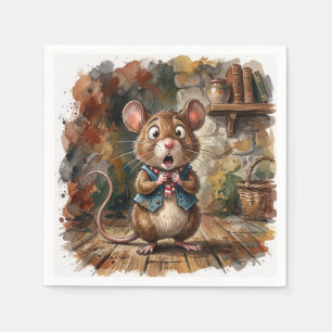Serviette En Papier Souris avec un air surpris 