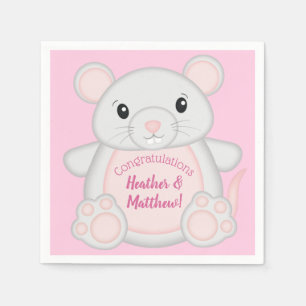 Serviette En Papier Souris Baby shower rose