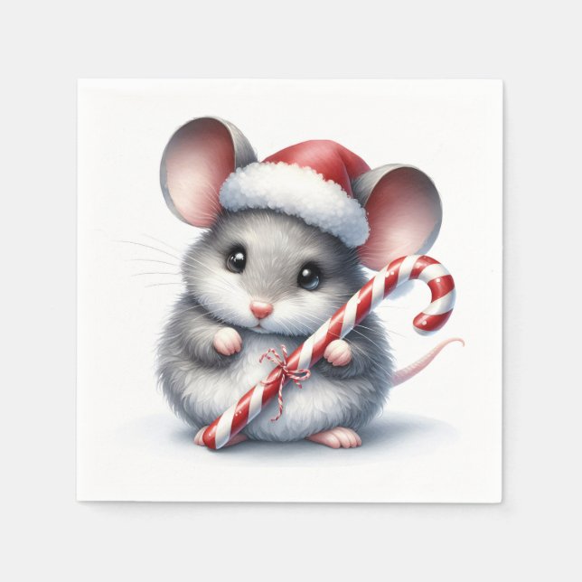 Serviette En Papier Souris Chubby Avec Sucre de canne De Noël (Devant)