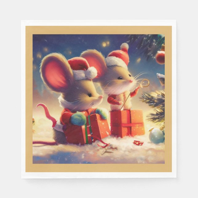 Serviette En Papier Souris de Noël 3 (Devant)
