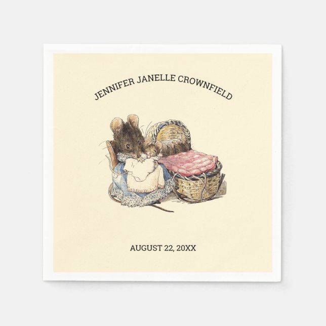 Serviette En Papier Souris et Baby shower mère nouveau-né (Devant)