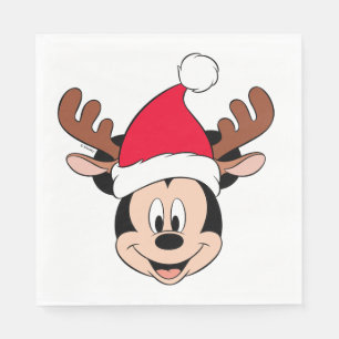Serviette En Papier Souris Mickey  Reinder Ears & Santa Hat