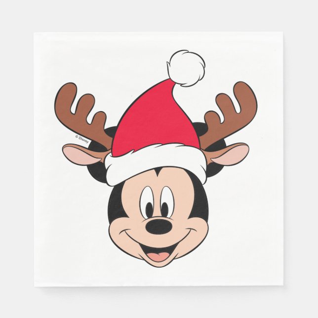 Serviette En Papier Souris Mickey| Reinder Ears & Santa Hat (Devant)
