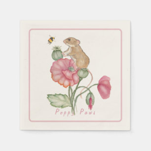 Serviette En Papier Souris mûre en floraison sur le pavot