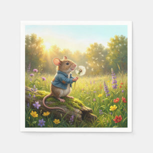 Serviette En Papier Souris soufflant sur des semis de pissenlit