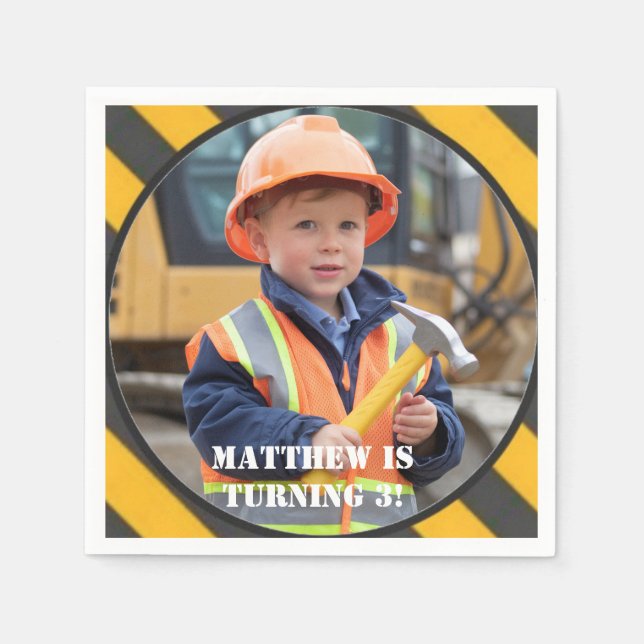 Serviette En Papier Sous Construction Boy's Birthday Bash (Devant)