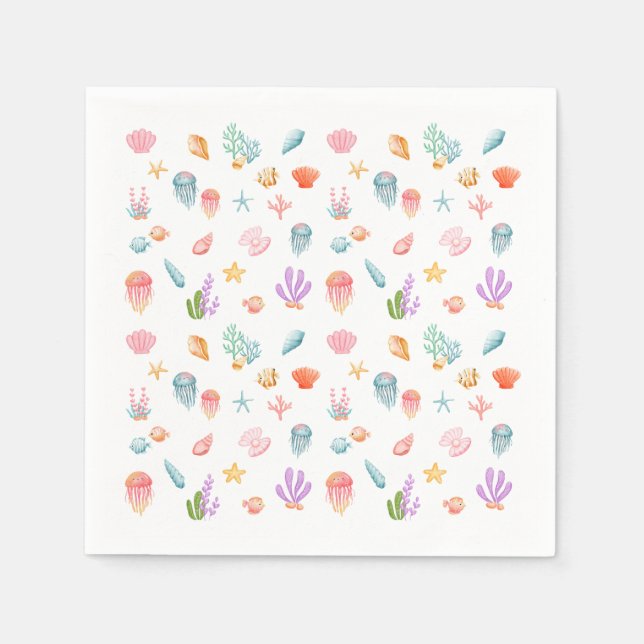 Serviette En Papier Sous la fête d'anniversaire de la mer (Devant)