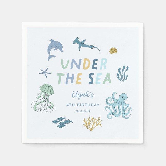 Serviette En Papier Sous la fête d'anniversaire du Sea Boy (Devant)