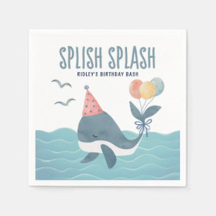 Serviette En Papier Sous la mer Aquarelle Balles de baleine Annivers