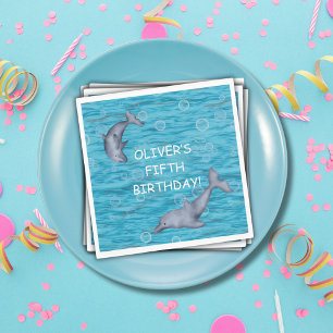 Serviette En Papier Sous La Mer Avec Dauphins Anniversaire