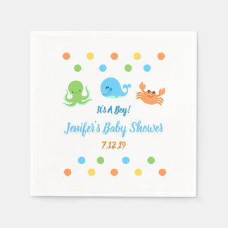 Serviette En Papier Sous la mer / Baby shower baleine serviettes