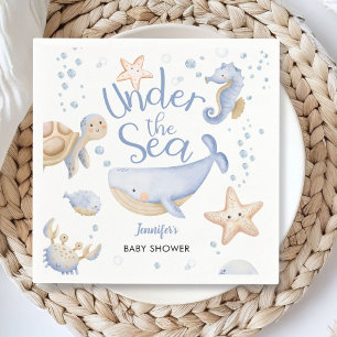 Serviette En Papier Sous La Mer ! Baby shower garçon bleu mou