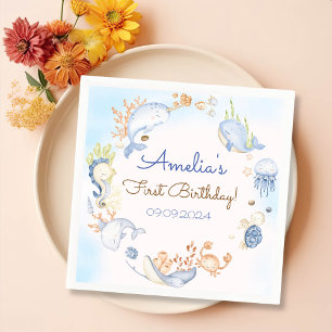 Serviette En Papier Sous la mer Bleue Sea Vie fête d'anniversaire