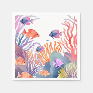 Serviette En Papier Sous la mer Coral Reef Aquarelle