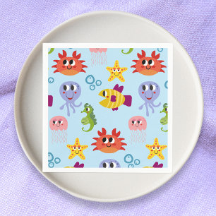 Serviette En Papier Sous la mer Créatures Whimsical Anniversaire