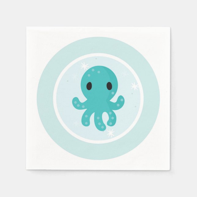 Serviette En Papier Sous la mer Fête d'anniversaire pieuvre (Devant)