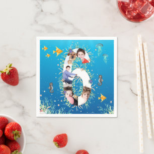 Serviette En Papier Sous la mer Gros 6e anniversaire Photo Collage
