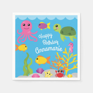 Serviette En Papier Sous la mer Océan Animaux Anniversaire