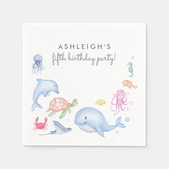 Serviette En Papier Sous la mer | Soirée Nautique d'anniversaire migno (Devant)