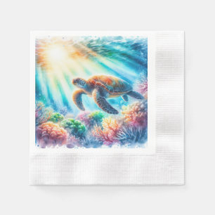 Serviette En Papier Sous la tortue de mer