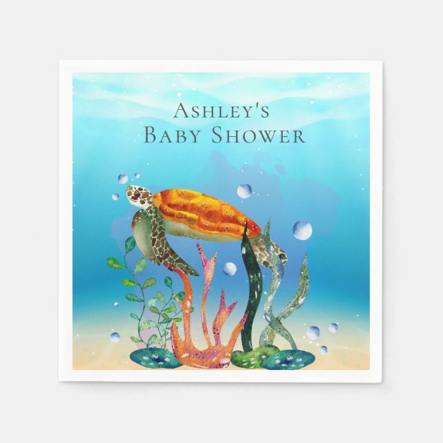 Serviette En Papier Sous la tortue de mer plantes aquatiques Papier Na (Devant)