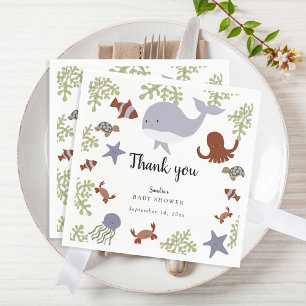 Serviette En Papier Sous le Baby shower de la mer Merci mignon