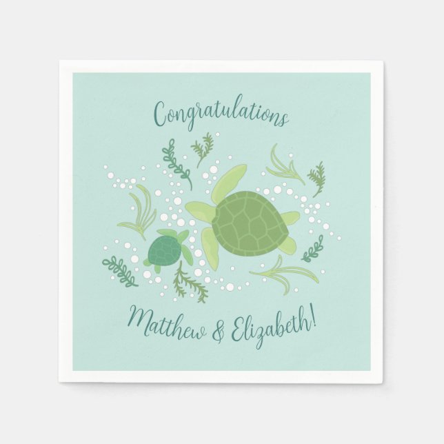 Serviette En Papier Sous le Baby shower des tortues de mer (Devant)