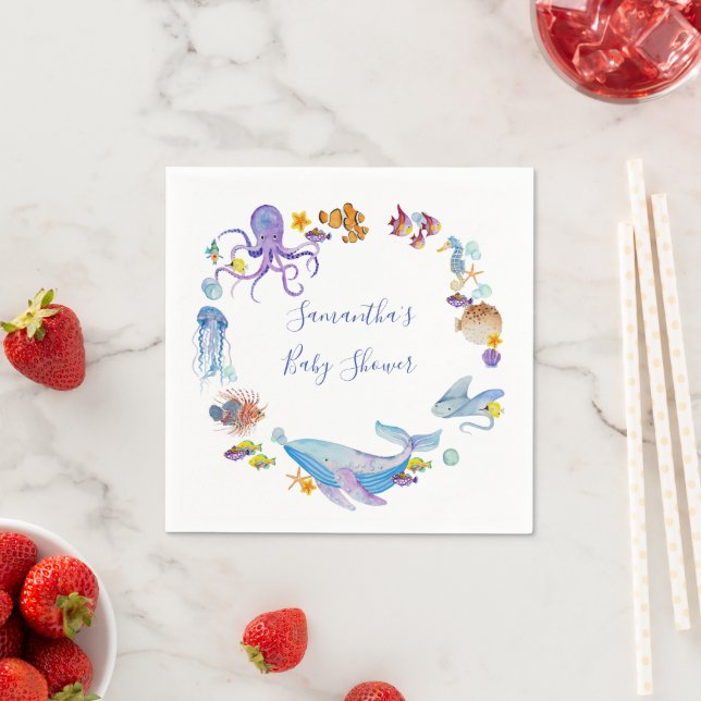 Serviette En Papier Sous le Baby shower marin (En situation)